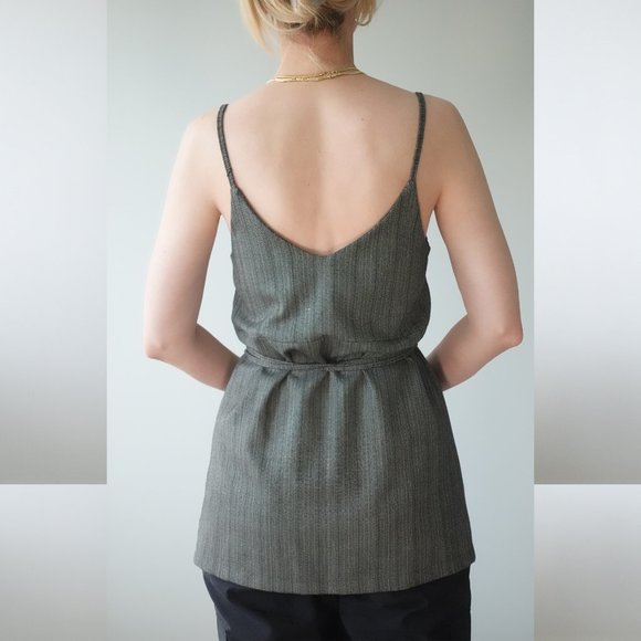 Actuel Gray Thin Strap Crossed V Neck Top / Vest Size S - Picture 3 of 5